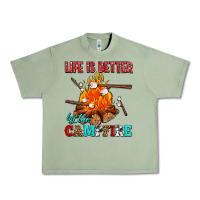 Oil Green life is better by the campfire with marshmallows Urban Heavy Tee - AdoDesignShop