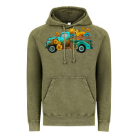 Vintage Olive farm truck with sunflower Vintage Hoodie - HRA Design Shop