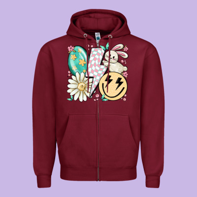 Retro Easter Zipper Hoodie Designed By Maliassmallbusiness