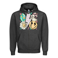 Charcoal Heather retro easter Zipper Hoodie - MaliasSmallBusiness