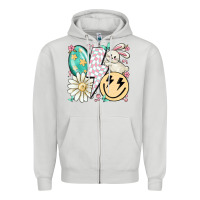Dove Grey retro easter Zipper Hoodie - MaliasSmallBusiness