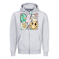 Heather Grey retro easter Zipper Hoodie - MaliasSmallBusiness
