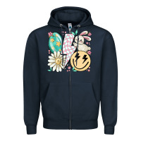 Navy retro easter Zipper Hoodie - MaliasSmallBusiness