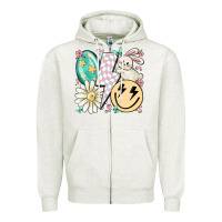 Oatmeal Heather retro easter Zipper Hoodie - MaliasSmallBusiness