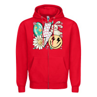 Red retro easter Zipper Hoodie - MaliasSmallBusiness