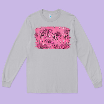 Distressed Breast Cancer Background Long Sleeve Tee Designed By Jasminsmagicworld