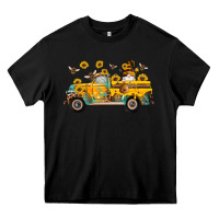 Black western bee gnomes truck sunflowers honeycomb beehive honey turquoise Heavy Core Tee - Artiststas