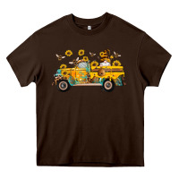 Chocolate Brown western bee gnomes truck sunflowers honeycomb beehive honey turquoise Heavy Core Tee - Artiststas