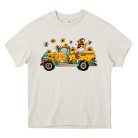 Cream western bee gnomes truck sunflowers honeycomb beehive honey turquoise Heavy Core Tee - Artiststas