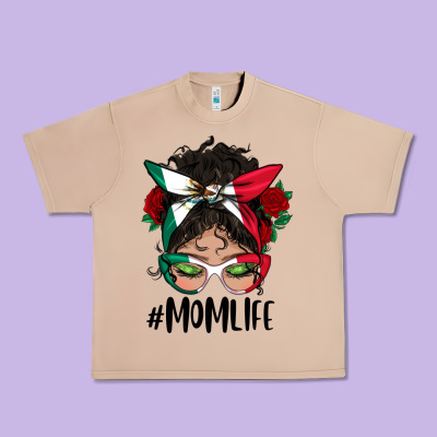 Mexican Mom Life Messy Bun Mama Urban Heavy Tee Designed By Bundleandbundleshop