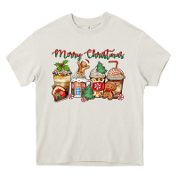 Cream merry christmas gingerbread coffee cups Heavy Core Tee - Zillion Design Studio