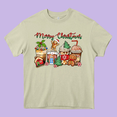 Heavy Core Tee merry christmas gingerbread coffee cups