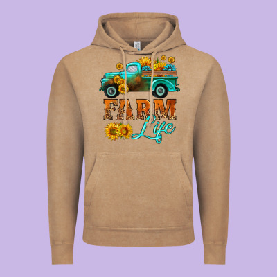 Farm Truck  Farm Life With Sunflower Vintage Hoodie Designed By Hra Design Shop