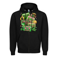 Black st patrick's day cassette tapes Zipper Hoodie - MaliasSmallBusiness