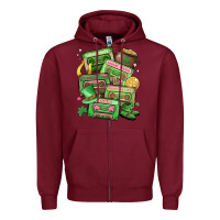 Burgundy st patrick's day cassette tapes Zipper Hoodie - MaliasSmallBusiness