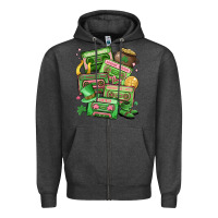 Charcoal Heather st patrick's day cassette tapes Zipper Hoodie - MaliasSmallBusiness