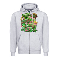 Heather Grey st patrick's day cassette tapes Zipper Hoodie - MaliasSmallBusiness