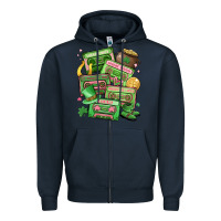 Navy st patrick's day cassette tapes Zipper Hoodie - MaliasSmallBusiness