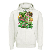 Oatmeal Heather st patrick's day cassette tapes Zipper Hoodie - MaliasSmallBusiness