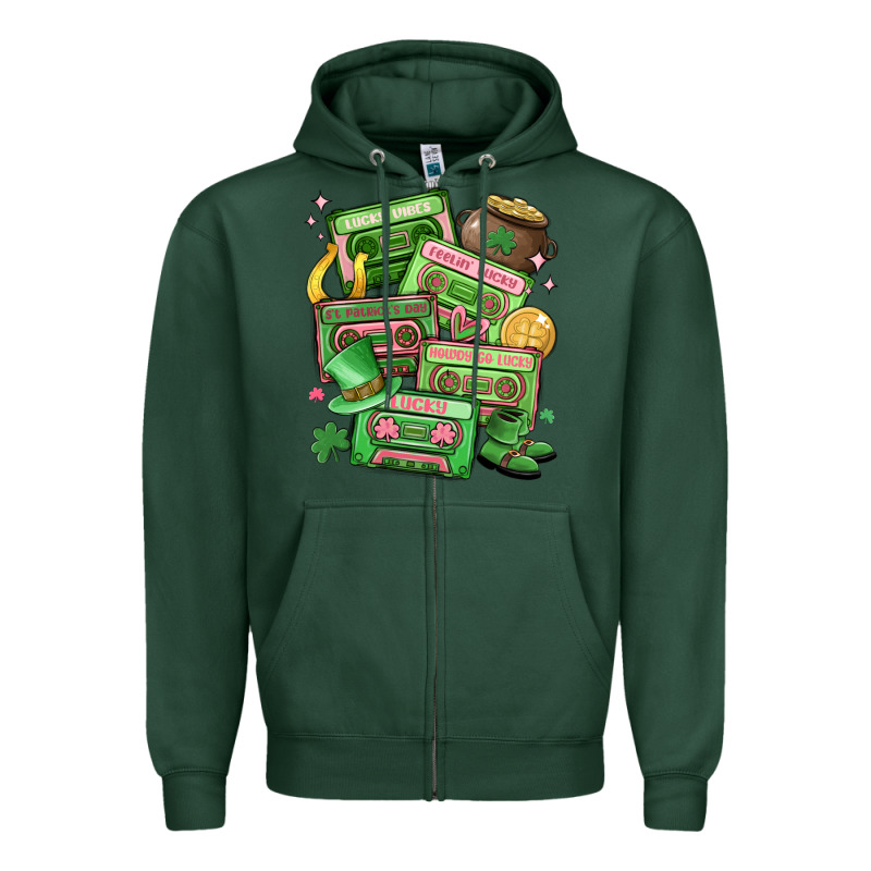 St Patrick's Day Cassette Tapes Zipper Hoodie by MaliasSmallBusiness | Teevron