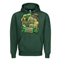 Sports Green st patrick's day cassette tapes Zipper Hoodie - MaliasSmallBusiness