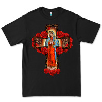 Black lady of guadalupe rose cross, Premium Tee - BarkalooDesign