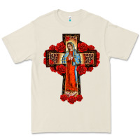 Bone lady of guadalupe rose cross, Premium Tee - BarkalooDesign