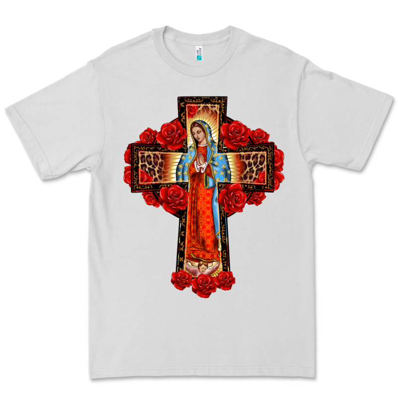 Lady Of Guadalupe Rose Cross, Premium Tee by BarkalooDesign | Teevron