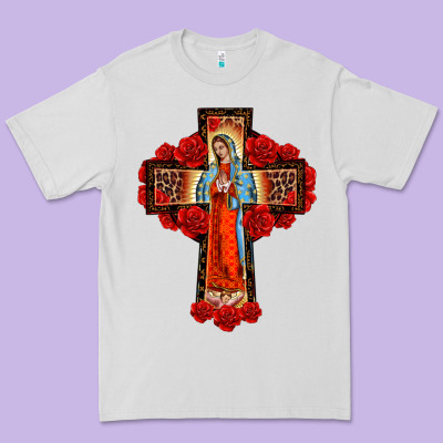 Lady Of Guadalupe Rose Cross, Premium Tee Designed By Barkaloodesign