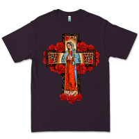 Plum lady of guadalupe rose cross, Premium Tee - BarkalooDesign