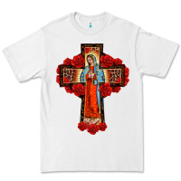 White lady of guadalupe rose cross, Premium Tee - BarkalooDesign