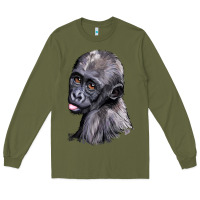 Army Green Baby Gorilla Head Long Sleeve Tee - LillyAllenDesigns