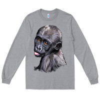 Heather Grey Baby Gorilla Head Long Sleeve Tee - LillyAllenDesigns