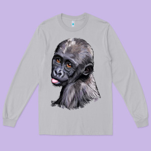 Baby Gorilla Head Long Sleeve Tee Designed By Lillyallendesigns