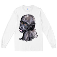 White Baby Gorilla Head Long Sleeve Tee - LillyAllenDesigns