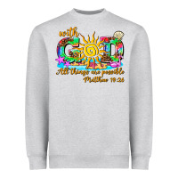 Heather Grey with god all things are possible summer Heavyweight Sweatshirt - AdoDesignShop
