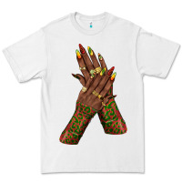 White juneteenth nail art with afro hand Premium Tee - texasbilliewilder