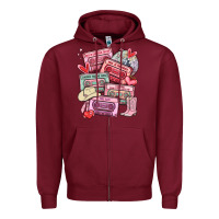 Burgundy valentines day cassette tapes Zipper Hoodie - MaliasSmallBusiness