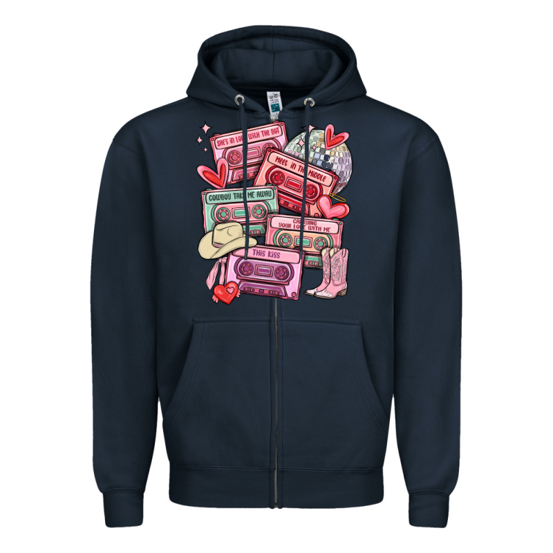 Valentines Day Cassette Tapes Zipper Hoodie by MaliasSmallBusiness | Teevron