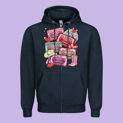 Valentines Day Cassette Tapes Zipper Hoodie Designed By Maliassmallbusiness
