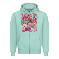 Seafoam valentines day cassette tapes Zipper Hoodie - MaliasSmallBusiness