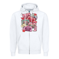 White valentines day cassette tapes Zipper Hoodie - MaliasSmallBusiness