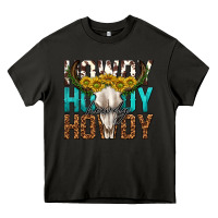 Asphalt howdy howdy howdy western bull skull Heavy Core Tee - texasbilliewilder