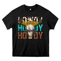 Black howdy howdy howdy western bull skull Heavy Core Tee - texasbilliewilder