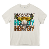 Cream howdy howdy howdy western bull skull Heavy Core Tee - texasbilliewilder