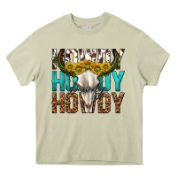 Mossy howdy howdy howdy western bull skull Heavy Core Tee - texasbilliewilder