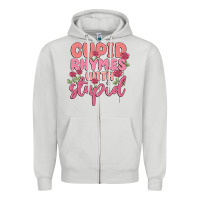 Dove Grey cupid rhymes with stupid Zipper Hoodie - MaliasSmallBusiness