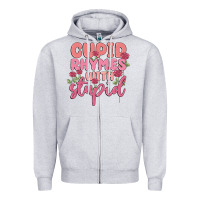Heather Grey cupid rhymes with stupid Zipper Hoodie - MaliasSmallBusiness