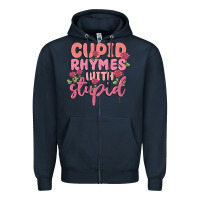 Navy cupid rhymes with stupid Zipper Hoodie - MaliasSmallBusiness