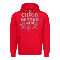 Red cupid rhymes with stupid Zipper Hoodie - MaliasSmallBusiness